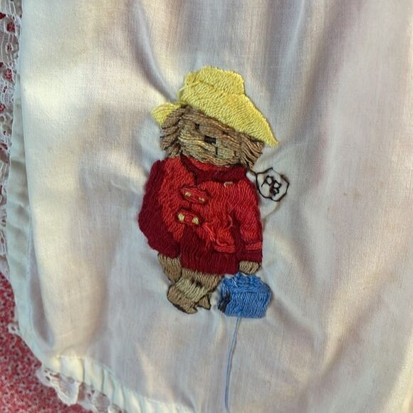 Youngland Infant Girl’s Paddington Bear Smock Dress Size 7 Red & White Vintage - Picture 4 of 14